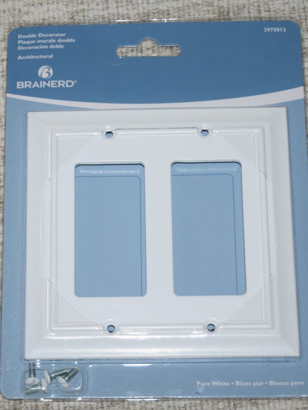 NEW Brainerd / Allen + Roth Architectural Double Decorator Wall Plate Pure White
